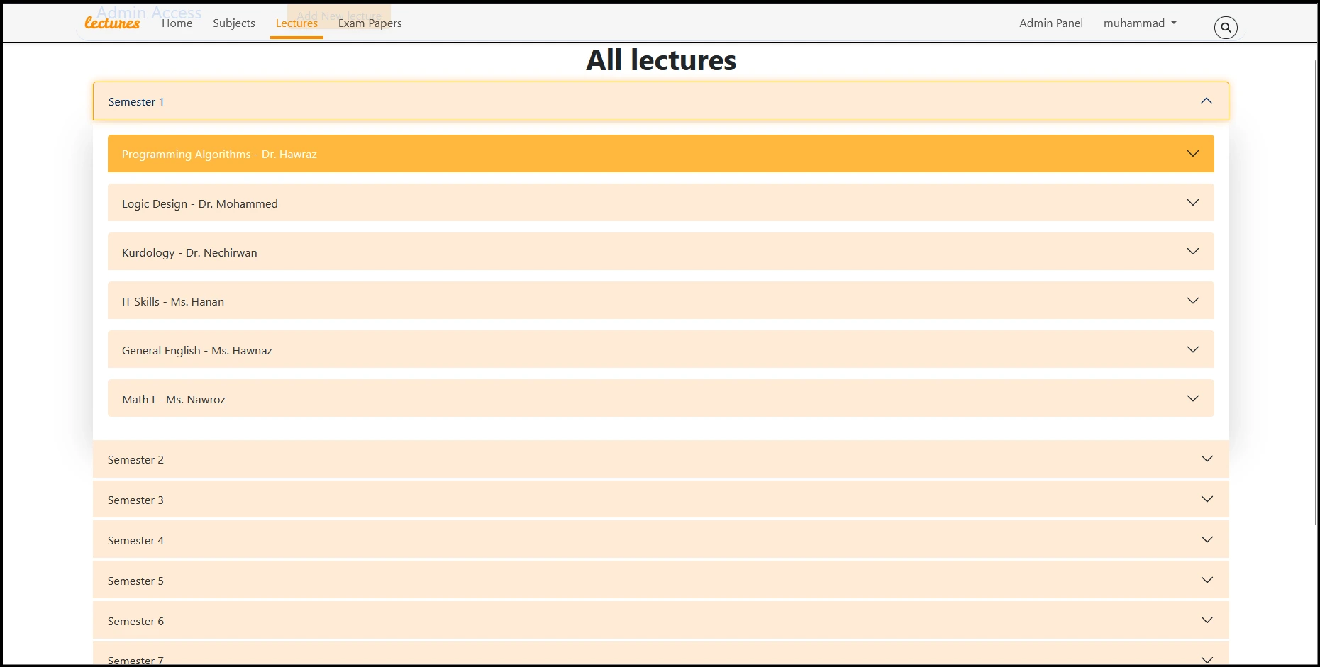 Department Lectures Platform — 2